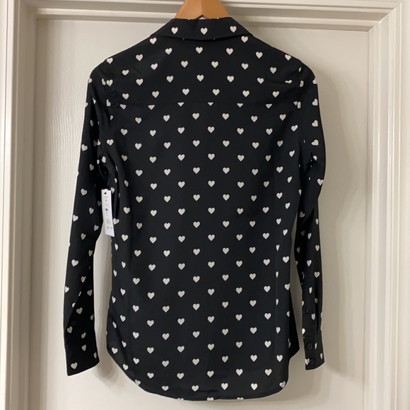 Equipment Heart Print Adalyn Black/White Button Down Shirt in Xs - Picture 14 of 14